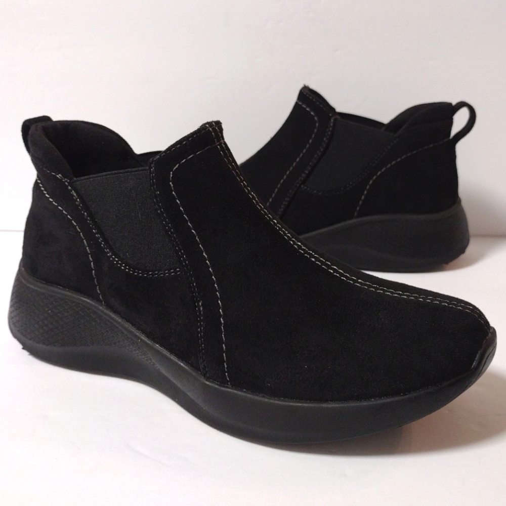 Earth Origins Women's Dayana Pull-On booties Slip-On Suede Ankle Boot Black 7